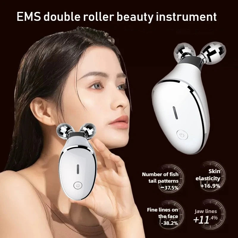 Dual Roller EMS Face & Neck Massager | 2-in-1 Lifting Device EMS Face Massager QXL