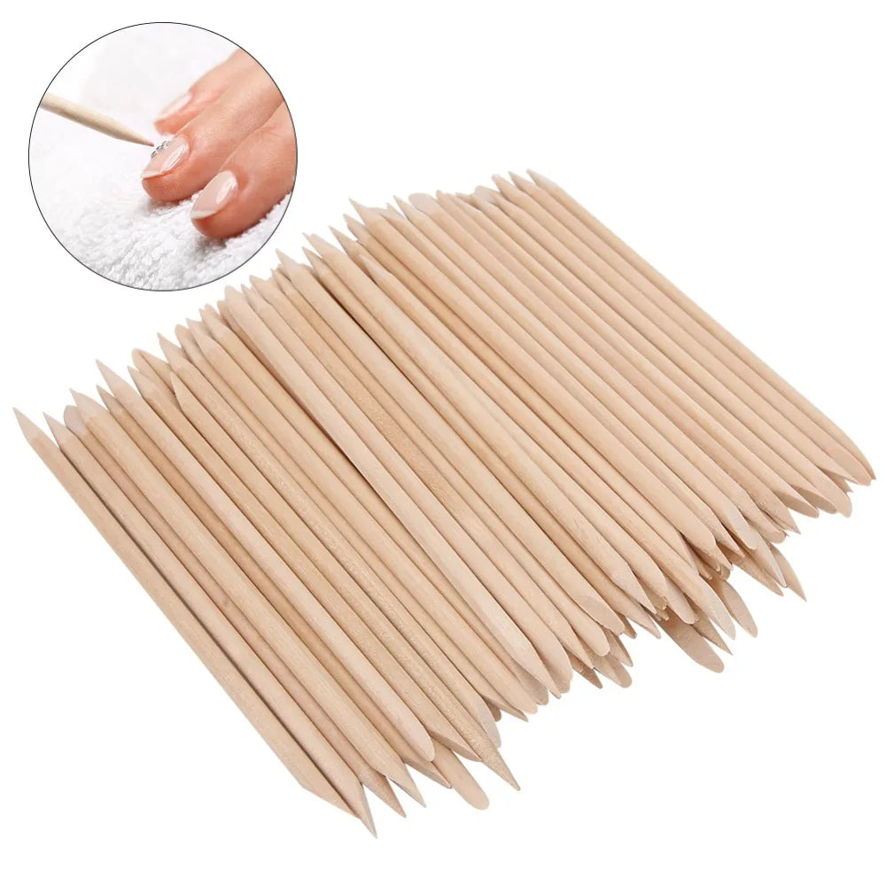 200-Pack Double-Head Orange Wood Cuticle Pusher Sticks Cuticle Pusher Sticks QXL