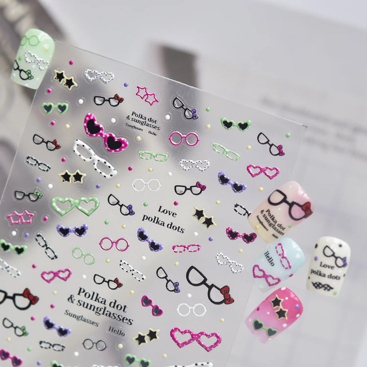 Y2K Retro 5D Nail Stickers | Hearts, Stars & Polka Dots Nail Art Stickers QXL