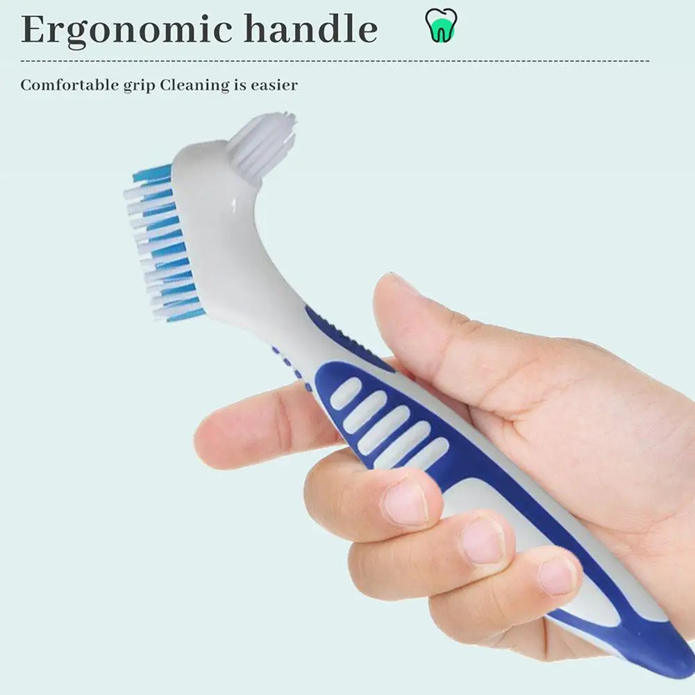 Dual-Head Denture Toothbrush | Cleans False Teeth & Braces Denture Toothbrush QXL