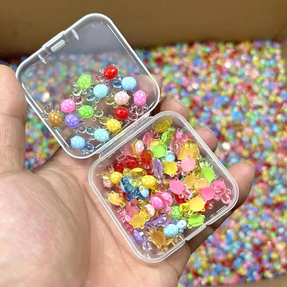 100-Pack Glow-in-the-Dark Mini Resin Turtle Figurines DIY Miniature Figurines QXL