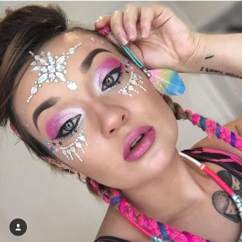 3D Rhinestone Face Jewels & Body Gem Stickers | Party Makeup Face Gem Stickers QXL