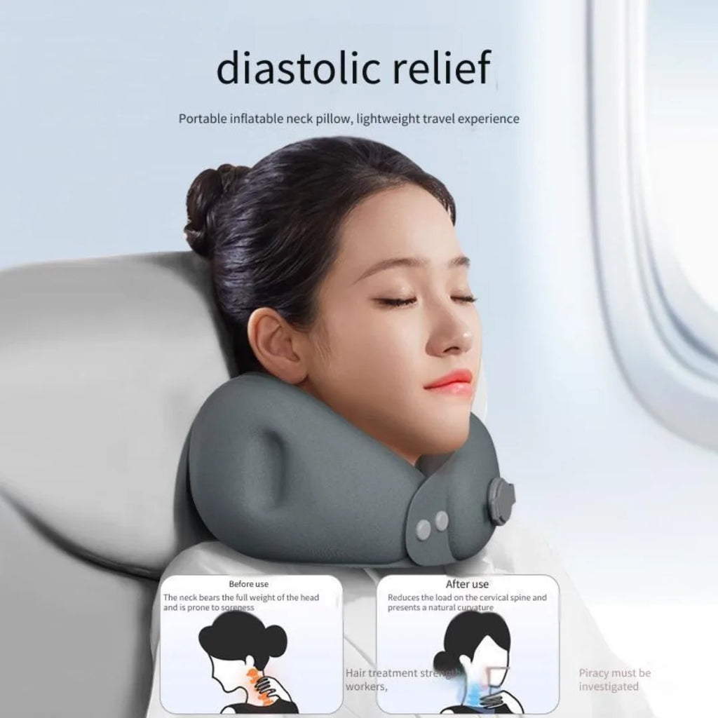 Inflatable U-Shaped Travel Neck Pillow with Storage Bag Inflatable Travel Pillow QXL