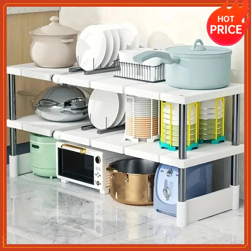 Adjustable Expandable Under-Sink Cabinet Organizer Rack Cabinet Storage Rack QXL