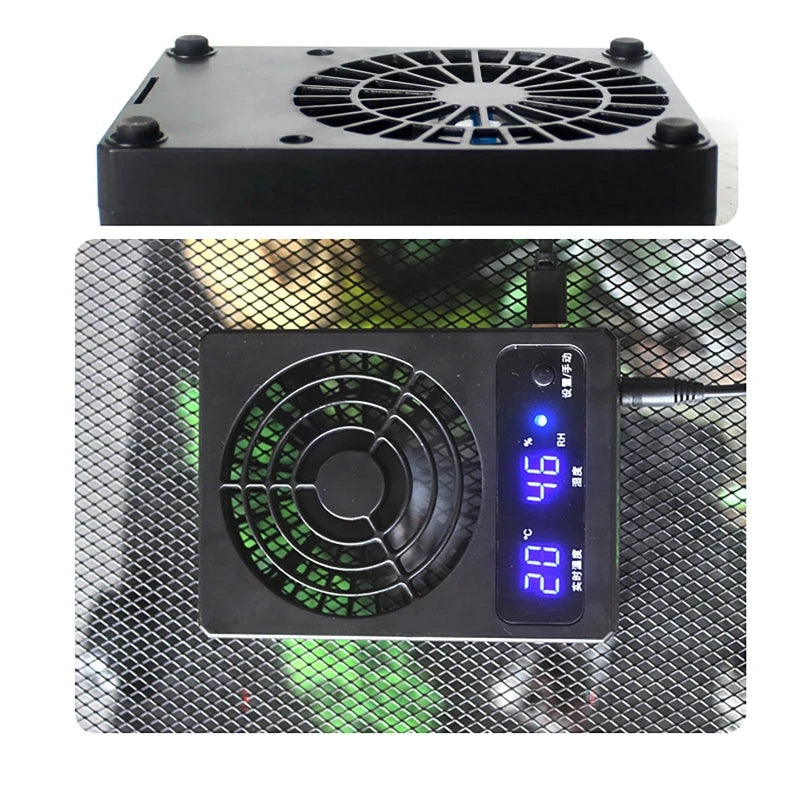 Reptile Tank Smart Cooling Fan | LED Temp & Humidity Sensor Reptile Enclosure Fan QXL