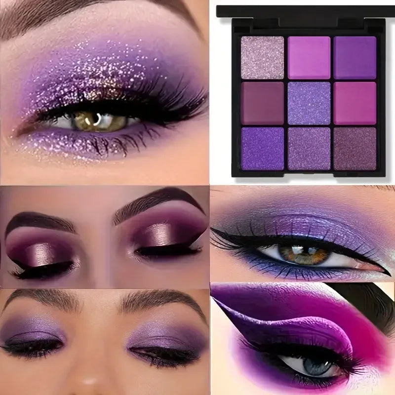 VERONNI 9-Color Purple Eyeshadow Palette | Matte & Shimmer Eyeshadow Palette QXL