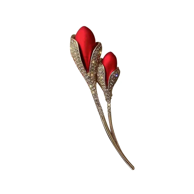 Red Rose Brooch Pin | Women's Floral Lapel Badge Fashion Brooch Pin QXL