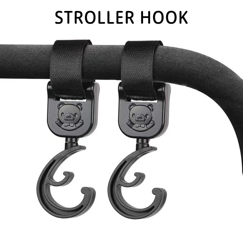 360° Rotating Stroller Hooks – Universal Baby Pram Hanger 2-Pack Stroller Accessory Hook QXL