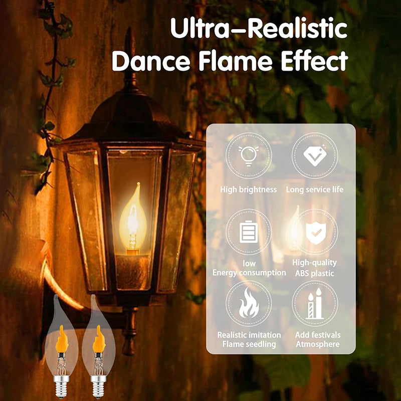 LED Flickering Flame Bulb E12/E14/E27 | Realistic Fire Effect Decorative LED Bulb QXL