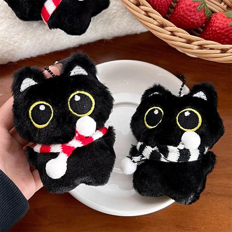 Black Cat Plush Keychain | Soft Stuffed Doll Bag Charm Plush Keychain Charm QXL