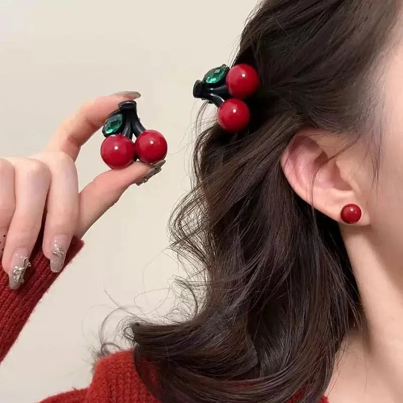 Cherry Crab Claw Hair Clip – Cute Small Hairpin for Women & Girls Hair Claw Clip QXL