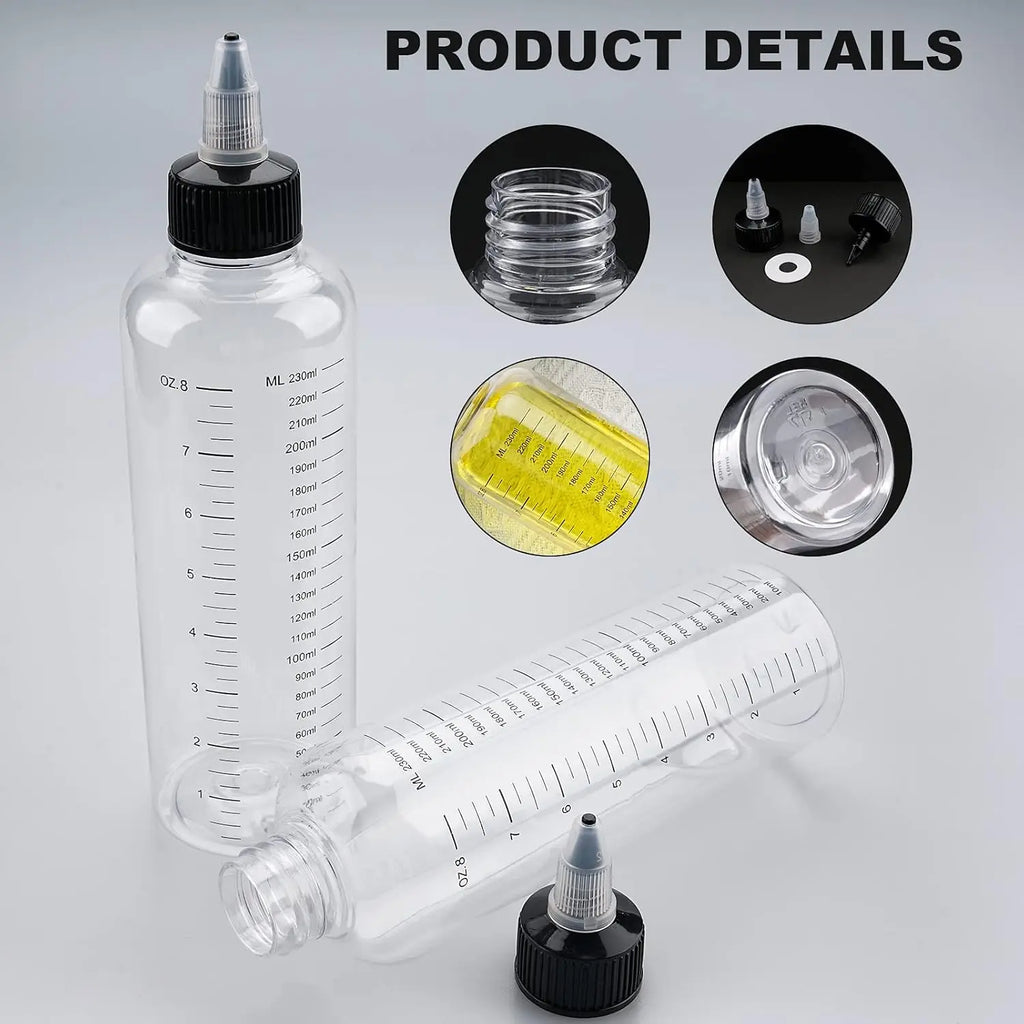 3-Pack 230ml Graduated Refillable Bottles | Twist Cap Liquid Refillable Liquid Bottles QXL