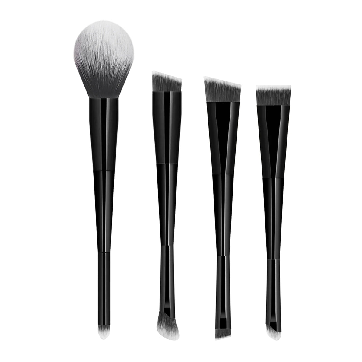 Ronshadow 4-Pc Dual-Sided Makeup Brush Set | Full Face Kit Dual-Sided Makeup Brushes QXL Black