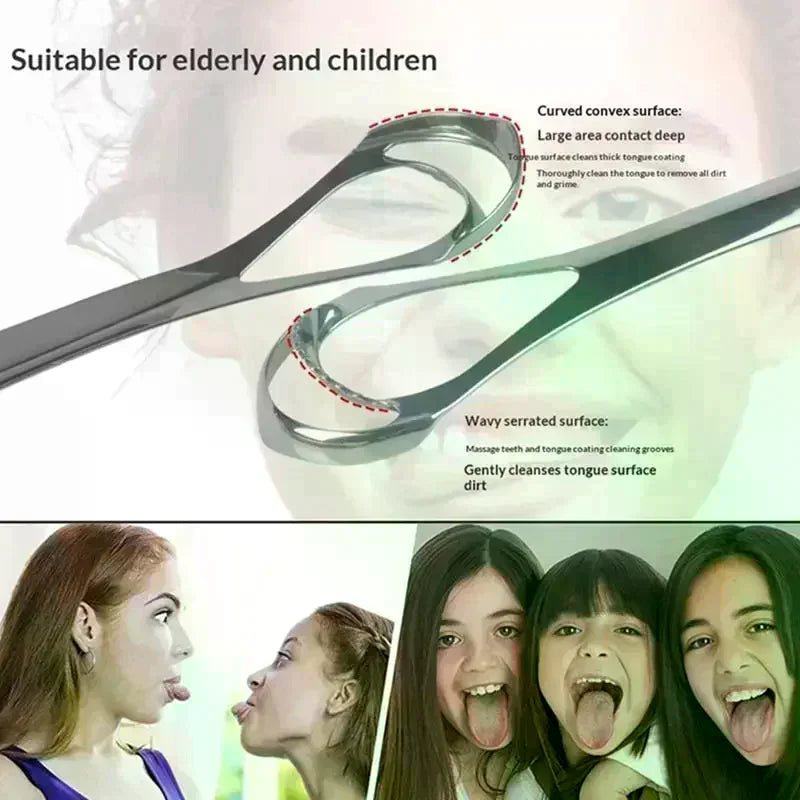Stainless Steel Tongue Scraper | Double-Sided Fresh Breath Tool Tongue Scraper QXL