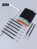 100/50-Pack Rainbow Disposable Spoolie Mascara & Eyebrow Wands Disposable Spoolie Brushes QXL black Nylon