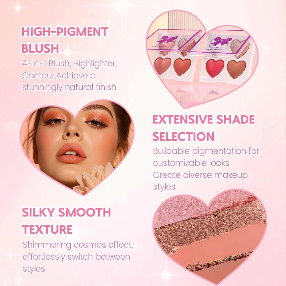 Baked Powder Palette – Contour, Highlighter & Blush Heart Design Baked Powder Palette QXL