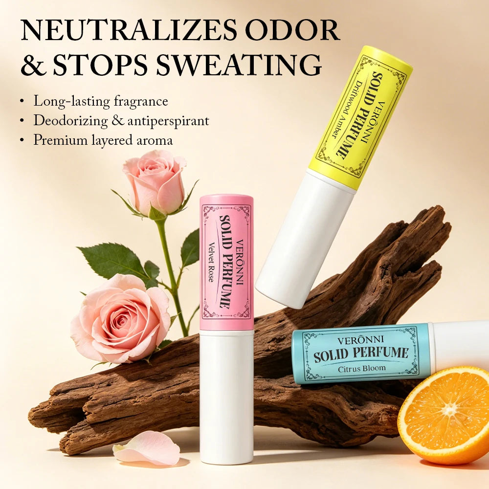 3-Pack Solid Perfume Sticks | Citrus Rose Woody Travel Balm Solid Perfume Balm QXL