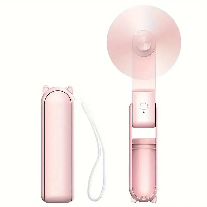 USB Rechargeable Foldable Handheld Mini Fan – 3-Speed Handheld Mini Fan QXL B363 Pink