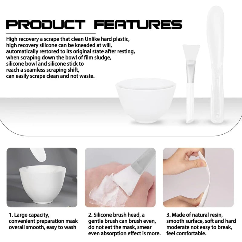 17-Pc Silicone Face Mask Mixing Bowl Brush & Spoon Set Mask Mixing Tool Set QXL