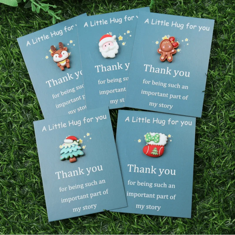 Christmas Mini Hug Cards Resin Santa Snowman Reindeer 10/40pk Holiday Gift Tags QXL