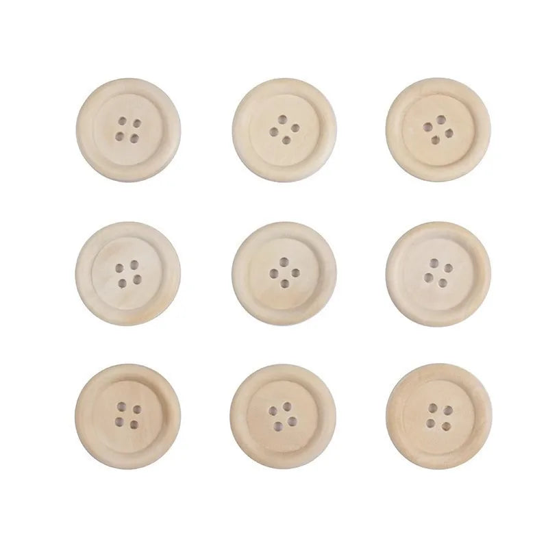 50-Pack Natural Wooden Buttons 4-Hole | Sewing & DIY Crafts Wooden Craft Buttons QXL