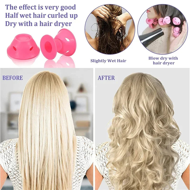 10-Pack Heatless Hair Curlers | Soft Silicone Wave Rollers Heatless Hair Curlers QXL