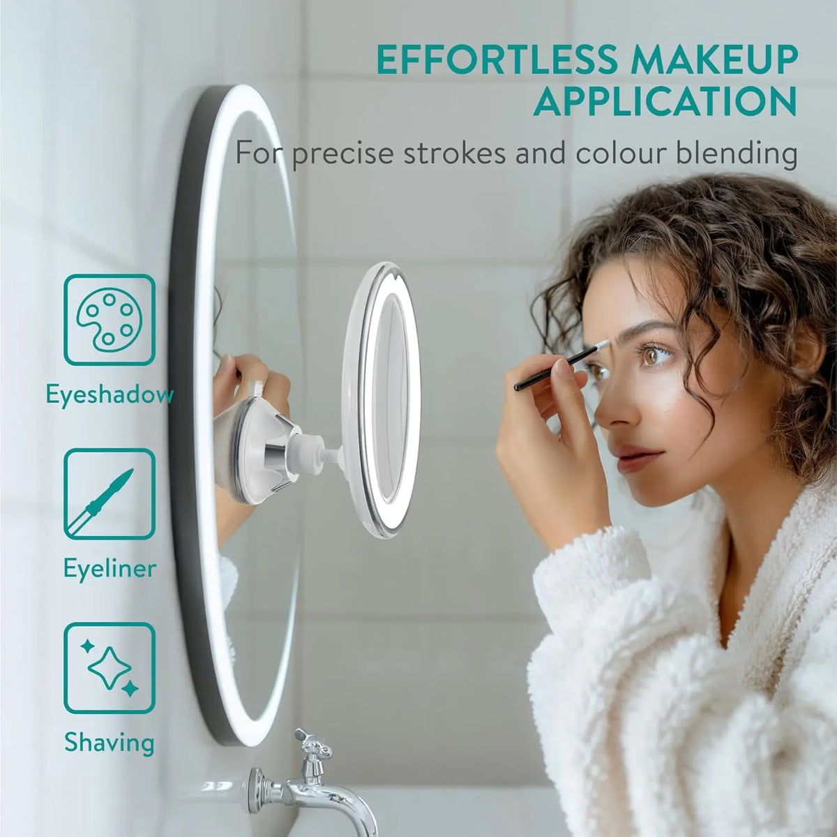 10X Magnifying Makeup Mirror | 3-Color LED Lights & Suction Cup Magnifying Makeup Mirror QXL