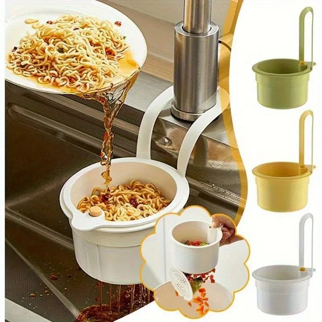 Push-Button Sink Drain Basket | Hangable Kitchen Strainer Sink Drain Basket QXL