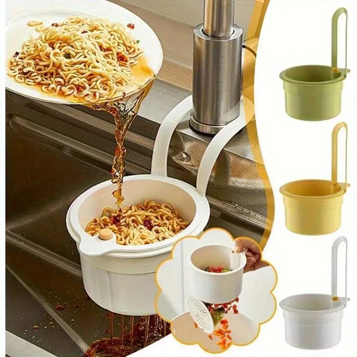 Push-Button Sink Drain Basket | Hangable Kitchen Strainer Sink Drain Basket QXL