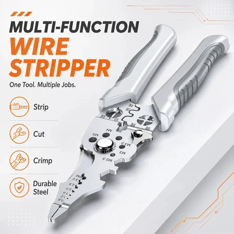 8.5" Stainless Steel Electrical Pliers – Wire Stripper & Crimper Electrical Pliers QXL