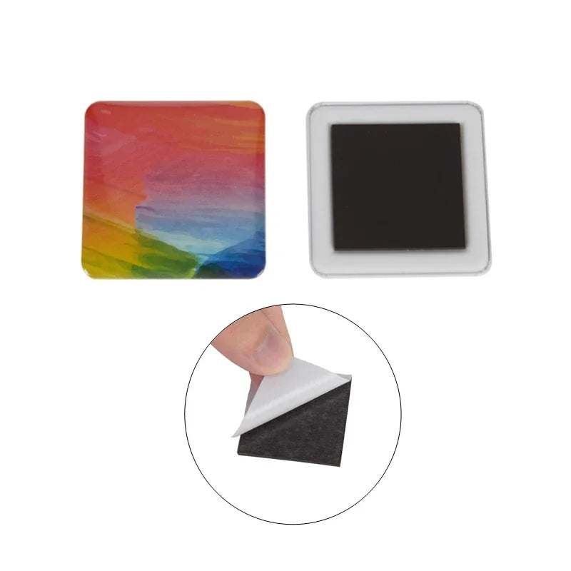 100-Pack Square Fridge Magnet Button Parts Set 50×50mm DIY DIY Magnet Button Kit QXL
