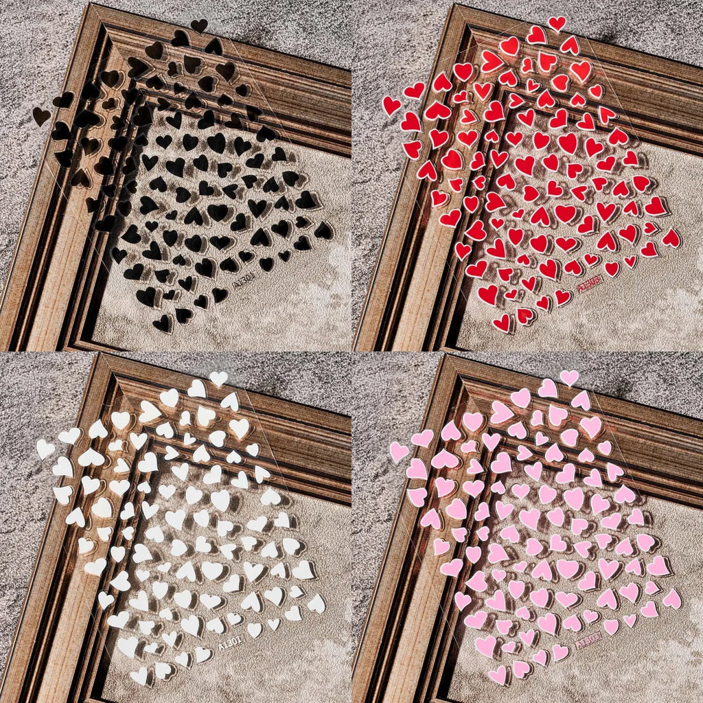 3D Kawaii Heart Nail Art Stickers | Self-Adhesive Decals 4 Styles Nail Art Stickers QXL