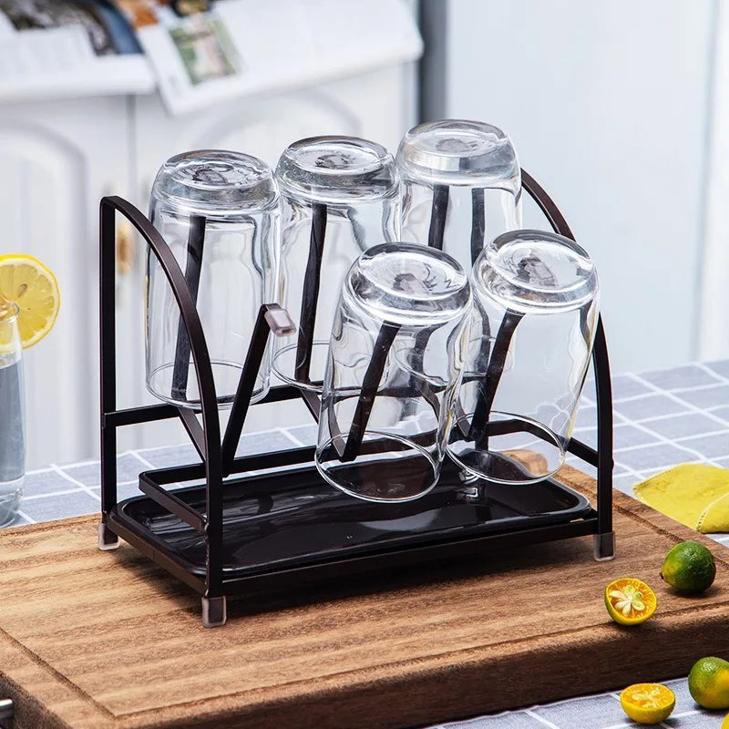 6-Cup Stainless Steel Drying Rack | Inverted Glass Holder Cup Drying Rack QXL