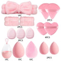 17-Pc Makeup Sponge Blender Set | Powder Puff & Headbands Makeup Sponge Set QXL Pink