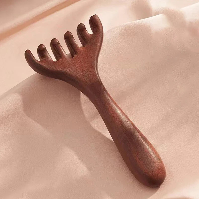 Sandalwood Deer Antler Scalp Massager & Gua Sha Wide Tooth Comb Scalp Massager Comb QXL