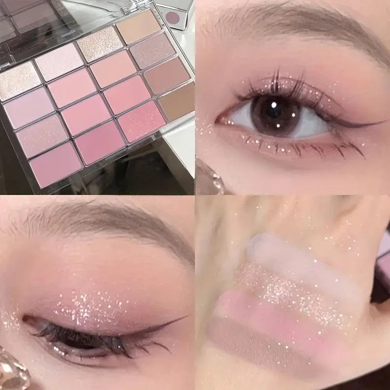 16-Shade Matte & Shimmer Eyeshadow Palette | Brown Nude Pink Eyeshadow Palette QXL