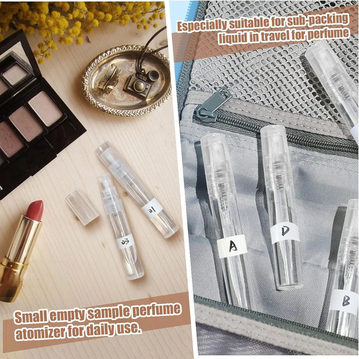 25-Pack Mini Refillable Spray Bottles 2ml 3ml 5ml Travel Set Travel Spray Bottles QXL