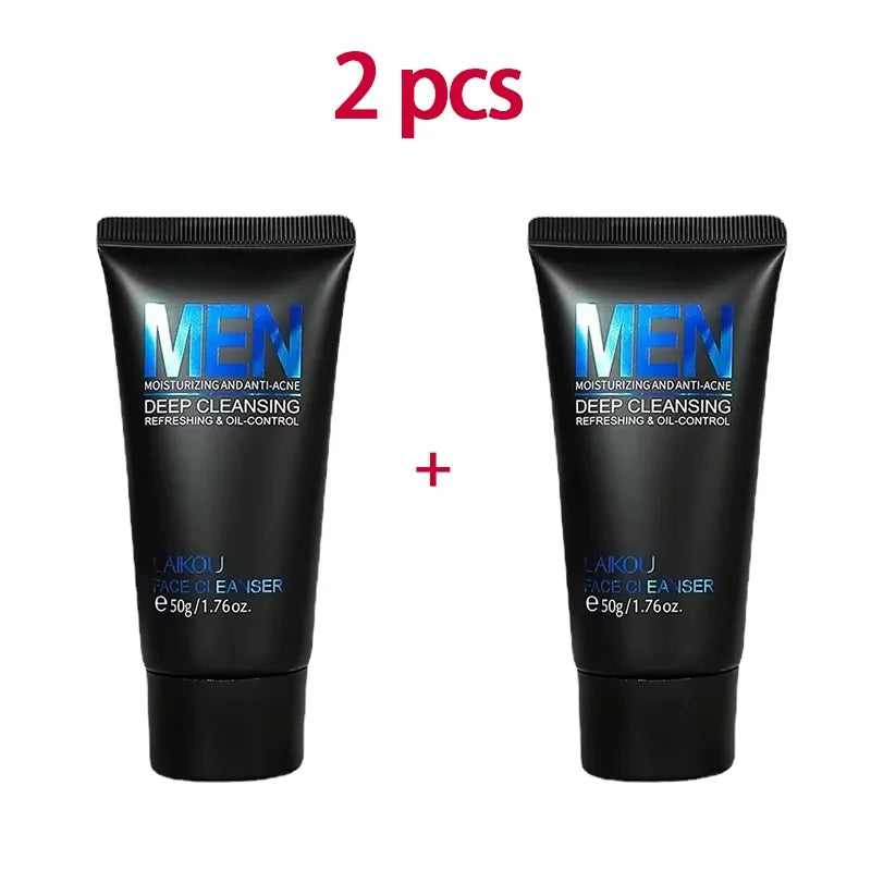 LAIKOU Men Face Wash – Deep Cleansing Oil Control Scrub 50g Men's Face Wash QXL 2 PCS
