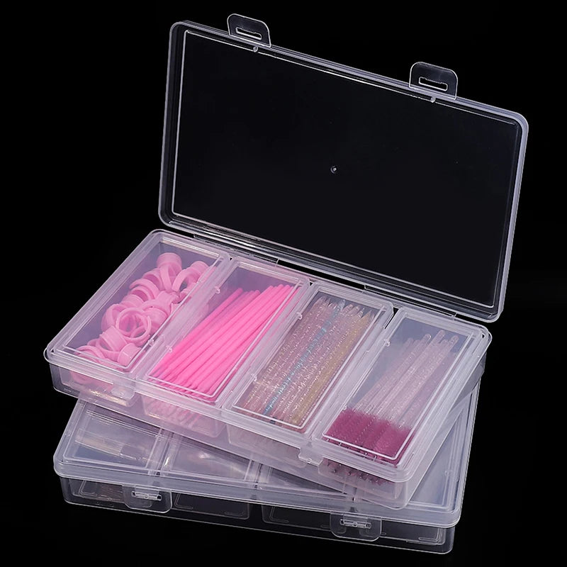 4-Grid Transparent Dustproof Nail & Lash Organizer Box Beauty Tool Organizer QXL