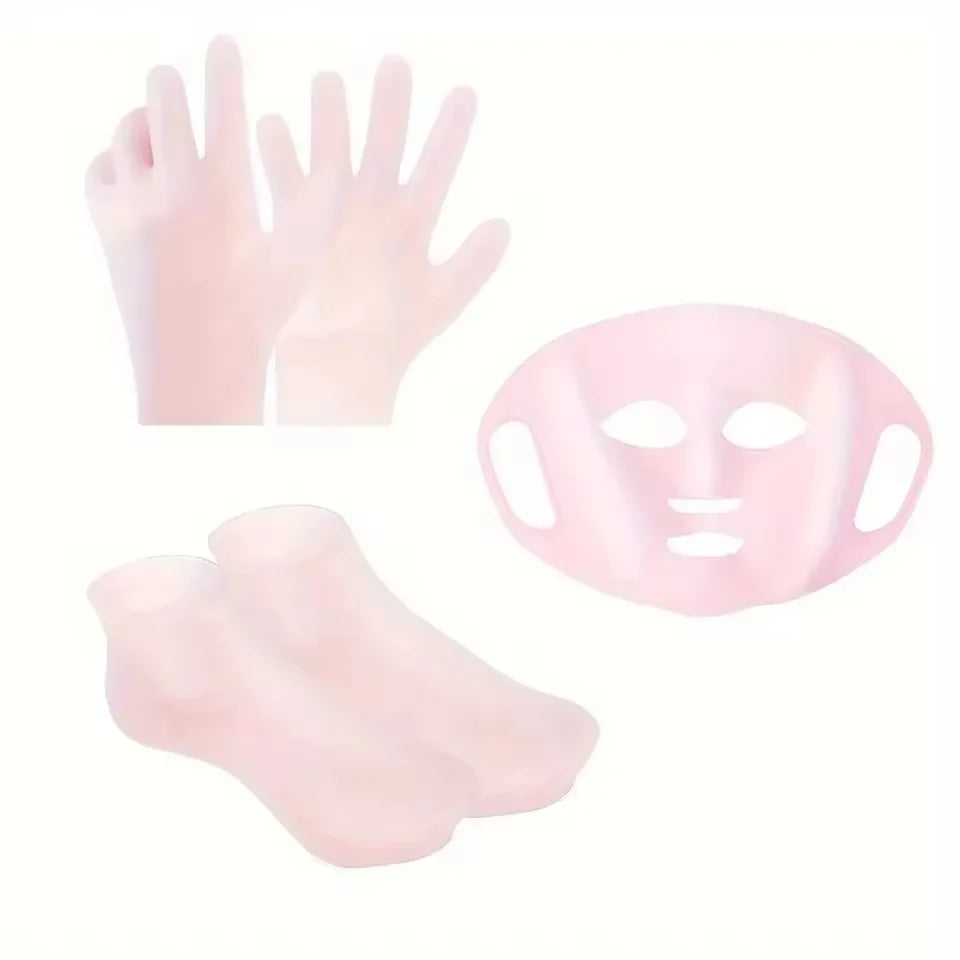 3-Piece Silicone Face, Hand & Foot Mask Cover Set Silicone Mask Cover QXL 3pcs
