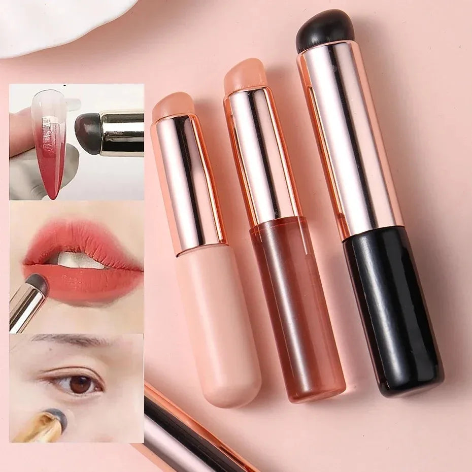Silicone Lip Brush with Cap | Round Head Makeup Applicator Silicone Lip Brush QXL