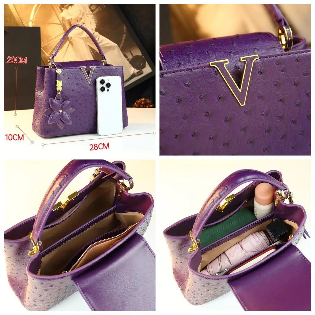 Elegant Vintage Leather Diaper Bag | Luxury Crossbody Tote Diaper Bag Tote QXL