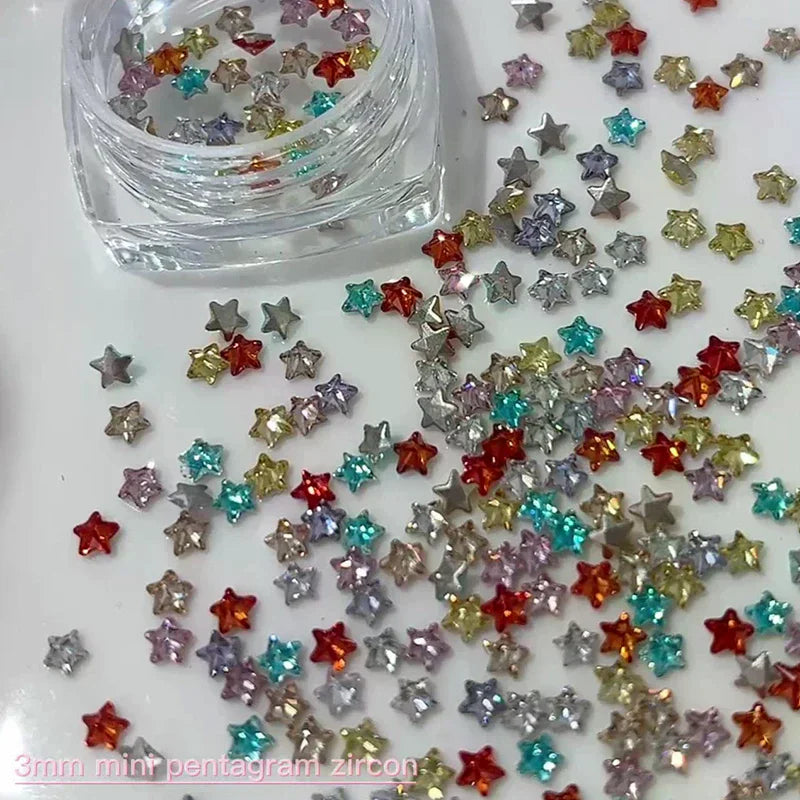 30-Pc Star Zircon Nail Charms | Flatback Rhinestones 3mm Nail Art Rhinestones QXL