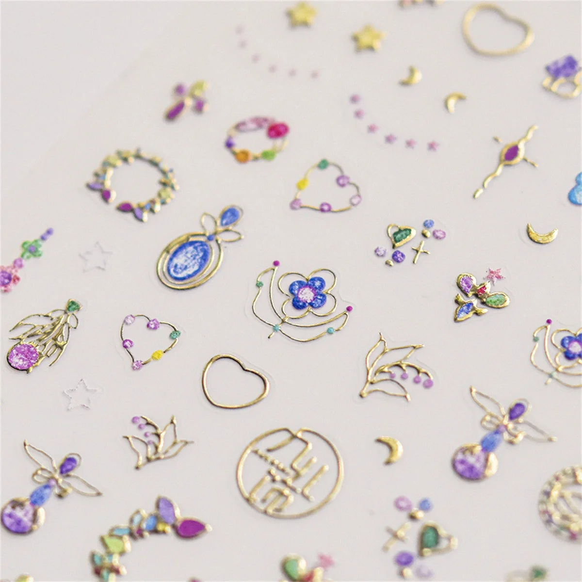 5D Bronzing Kawaii Nail Art Stickers | Gold Relief Decals Nail Art Stickers QXL
