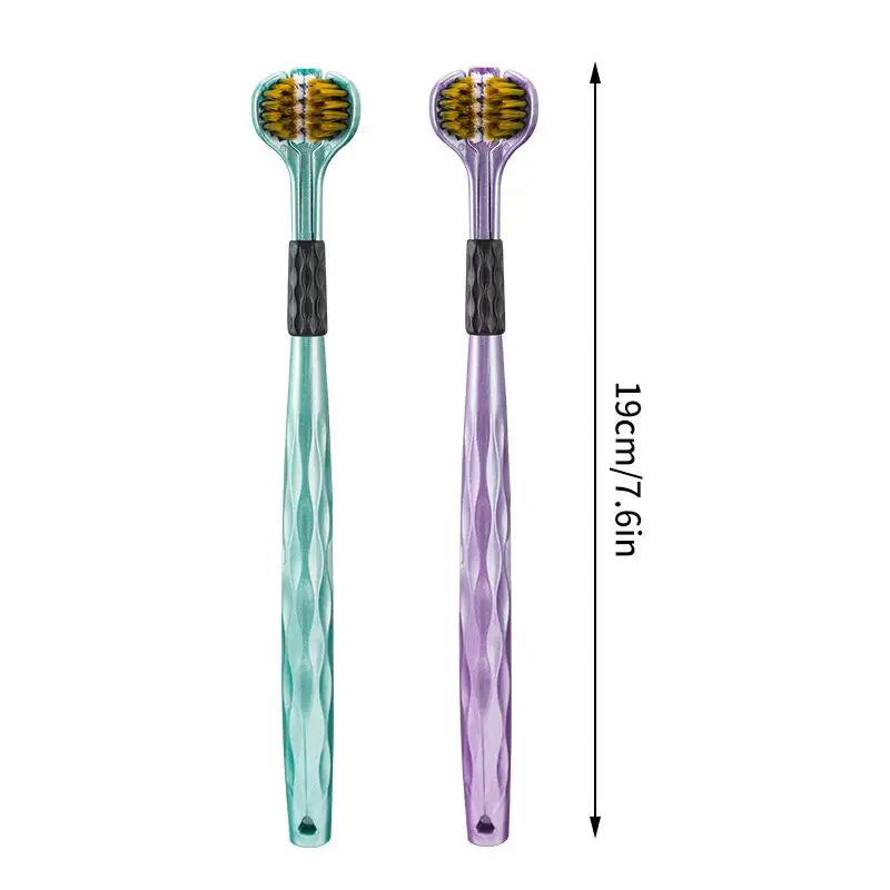 2-Pack 360° Three-Sided Toothbrush with Tongue Scraper Three-Sided Toothbrush QXL