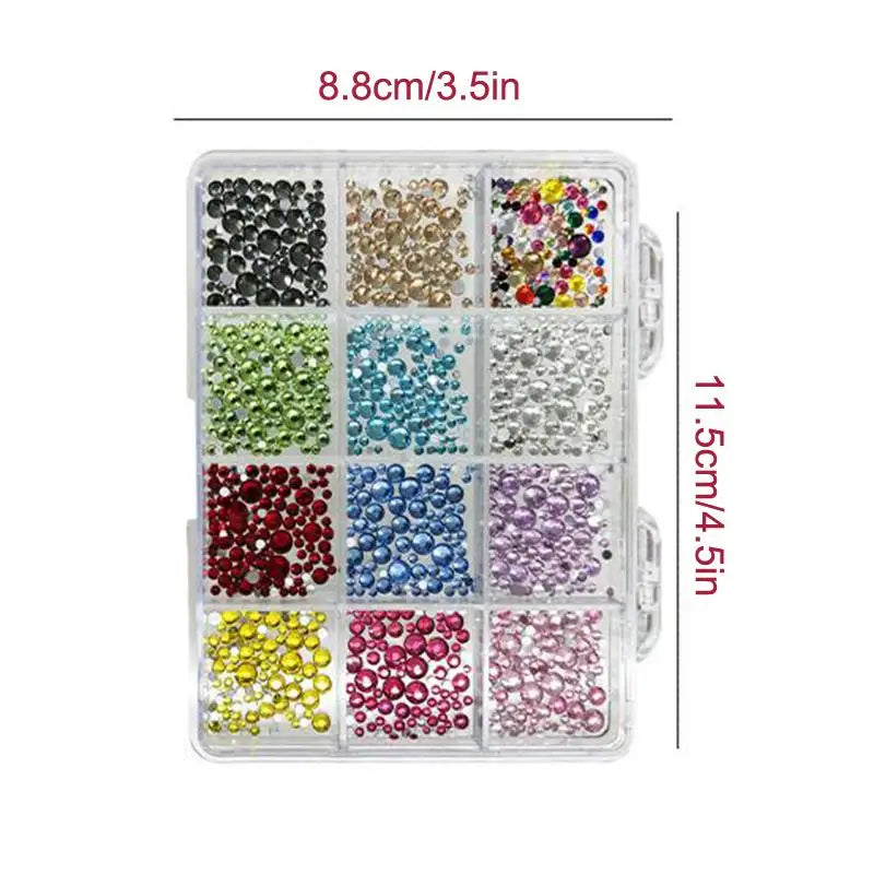 12-Grid Crystal Flatback Nail Rhinestones | DIY Nail Art Nail Art Rhinestones QXL