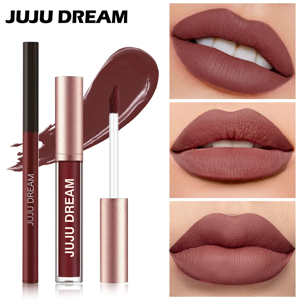 JUJU Dream Matte Lip Gloss & Lip Liner Set – 2-Piece Duo Lip Gloss & Liner Set QXL