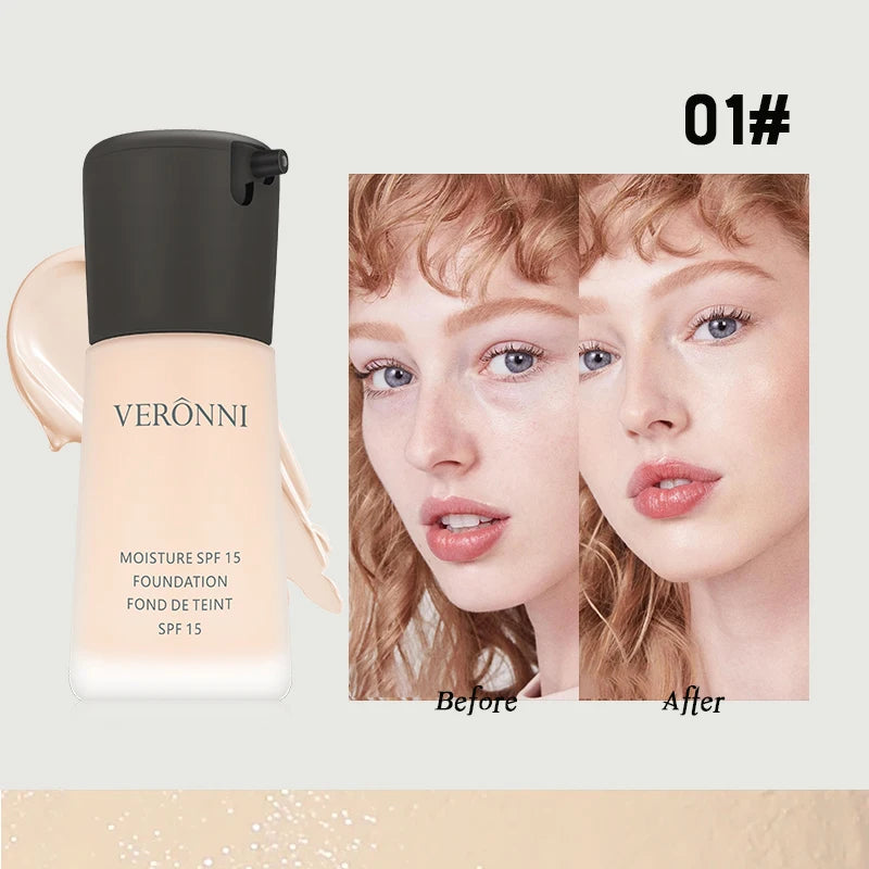 VERONNI Matte Liquid Foundation – Full Coverage BB Cream 30ml Liquid Foundation QXL 01