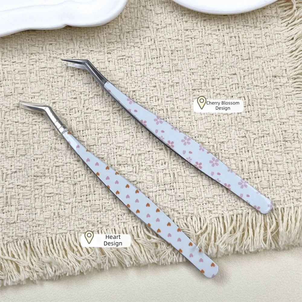 Cartoon Stainless Steel Eyelash Tweezers | Anti-Static Precision Eyelash Tweezers QXL