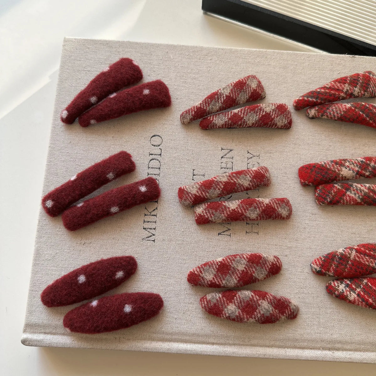 Red Plaid Tweed Hair Clips | Non-Slip Side Bang Clip Hair Clip QXL